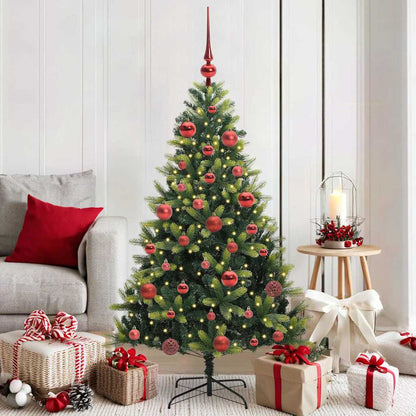 Konstgjort Fällbart Julträd 150 LEDs Grön 150 cm PVC och PE