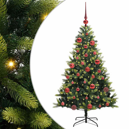 Konstgjort Fällbart Julträd 150 LEDs Grön 150 cm PVC och PE