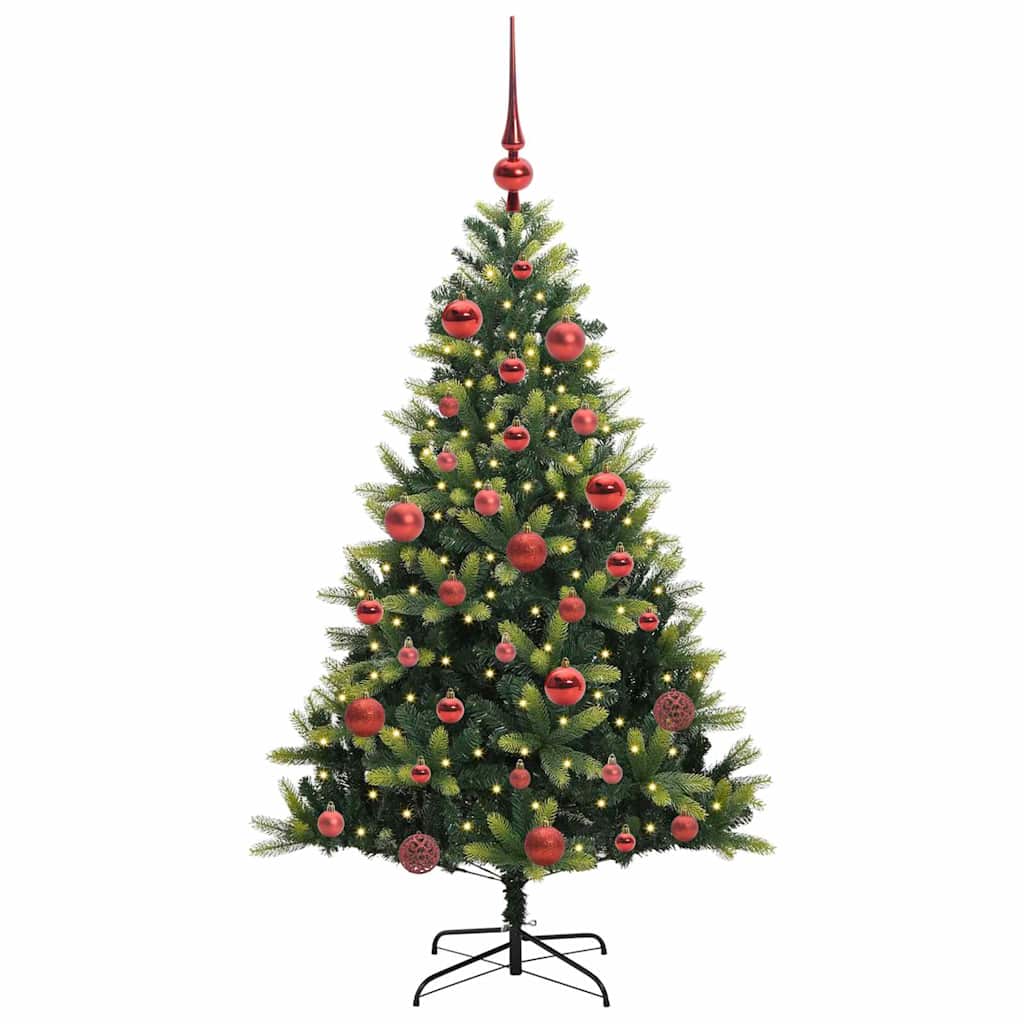 Konstgjort Fällbart Julträd 150 LEDs Grön 150 cm PVC och PE