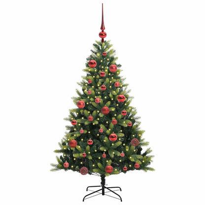 Konstgjort Fällbart Julträd 150 LEDs Grön 150 cm PVC och PE