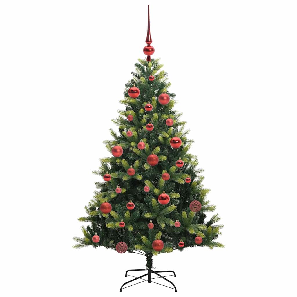 Konstgjort Fällbart Julträd 150 LEDs Grön 150 cm PVC och PE