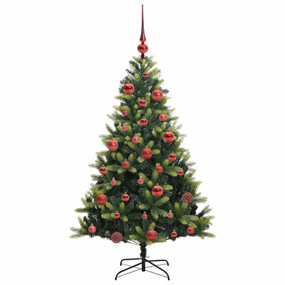 Konstgjort Fällbart Julträd 150 LEDs Grön 150 cm PVC och PE