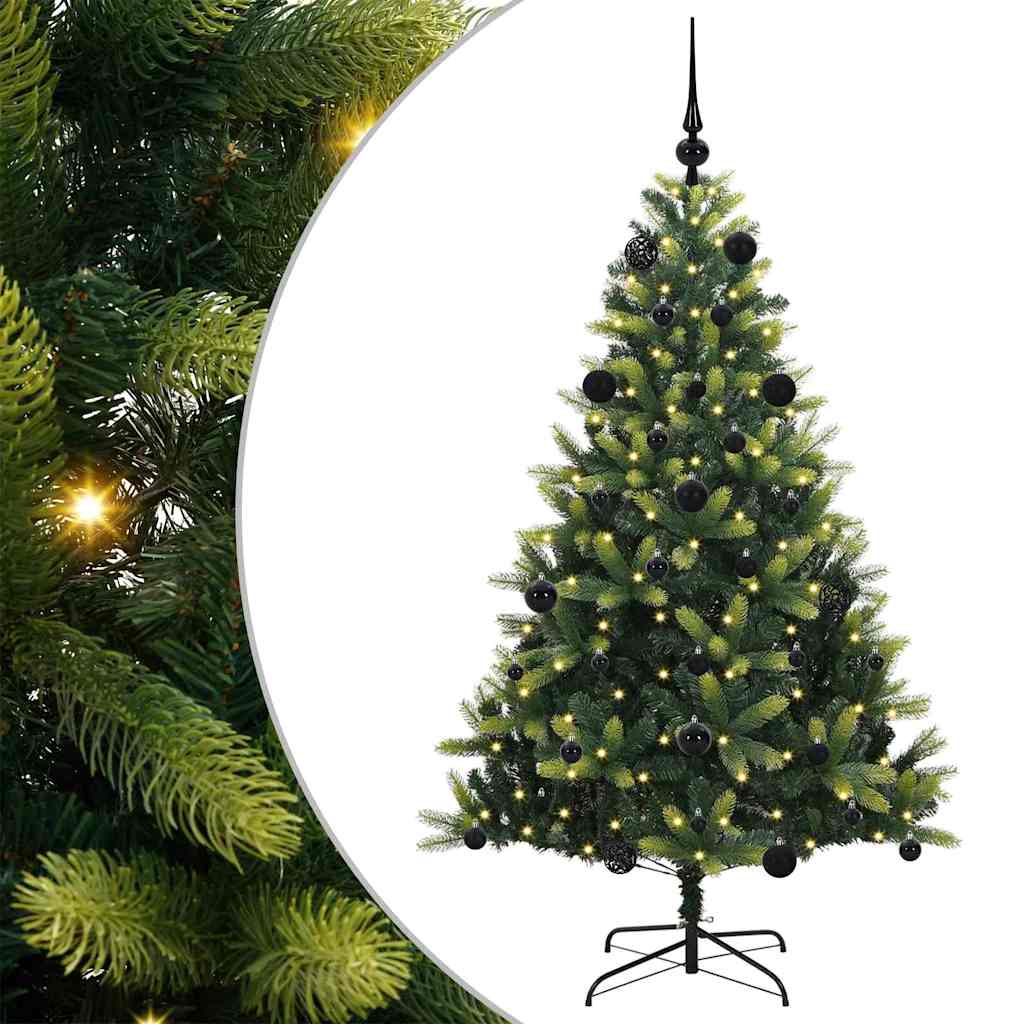 Konstgjort Fällbart Julträd 150 LEDs Grön 150 cm PVC och PE