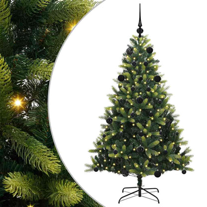 Konstgjort Fällbart Julträd 150 LEDs Grön 150 cm PVC och PE