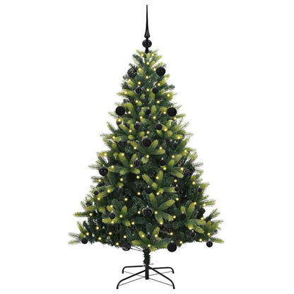 Konstgjort Fällbart Julträd 150 LEDs Grön 150 cm PVC och PE