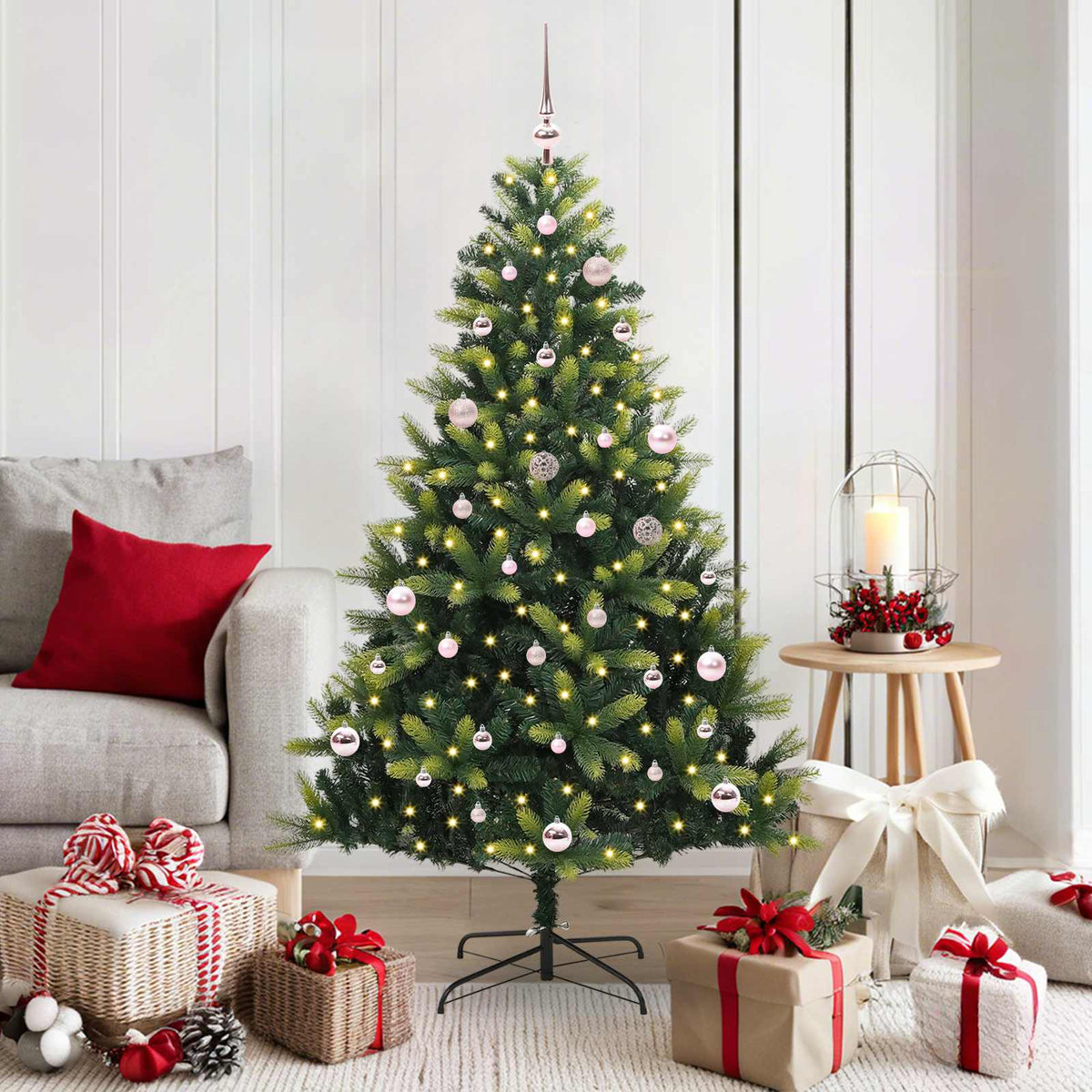 Konstgjort Fällbart Julträd 150 LEDs Grön 150 cm PVC och PE