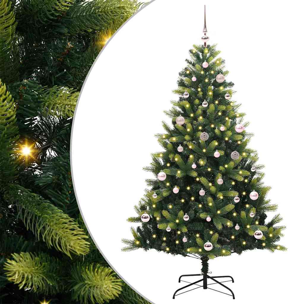 Konstgjort Fällbart Julträd 150 LEDs Grön 150 cm PVC och PE