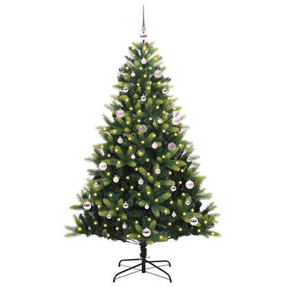 Konstgjort Fällbart Julträd 150 LEDs Grön 150 cm PVC och PE