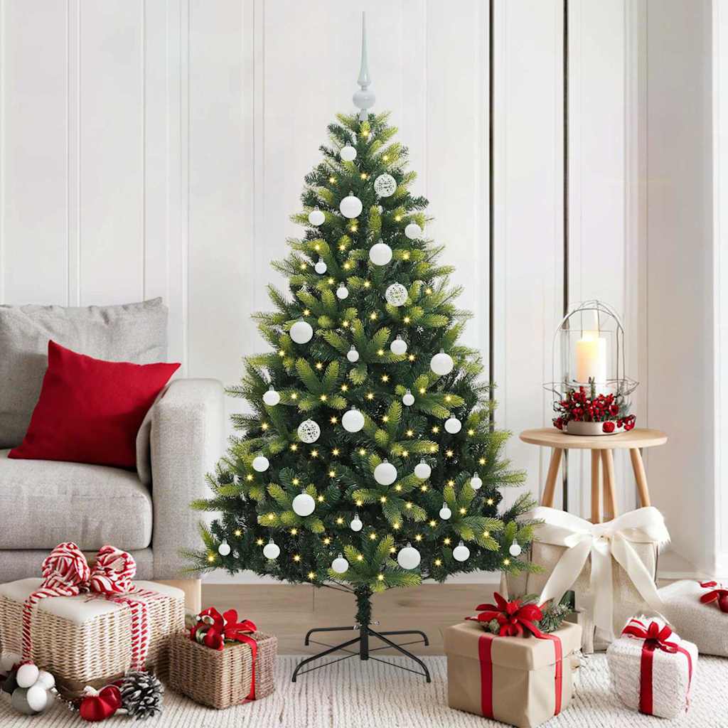 Konstgjort Fällbart Julträd 150 LEDs Grön 150 cm PVC och PE