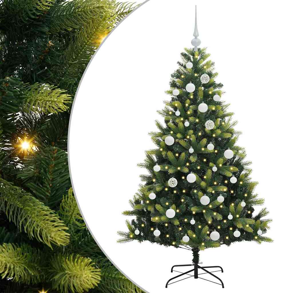 Konstgjort Fällbart Julträd 150 LEDs Grön 150 cm PVC och PE