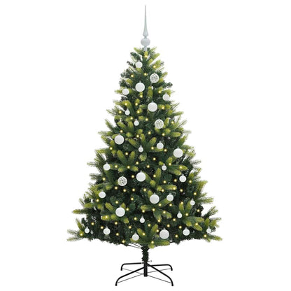 Konstgjort Fällbart Julträd 150 LEDs Grön 150 cm PVC och PE