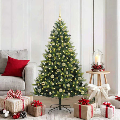 Konstgjort Fällbart Julträd 150 LEDs Grön 150 cm PVC och PE