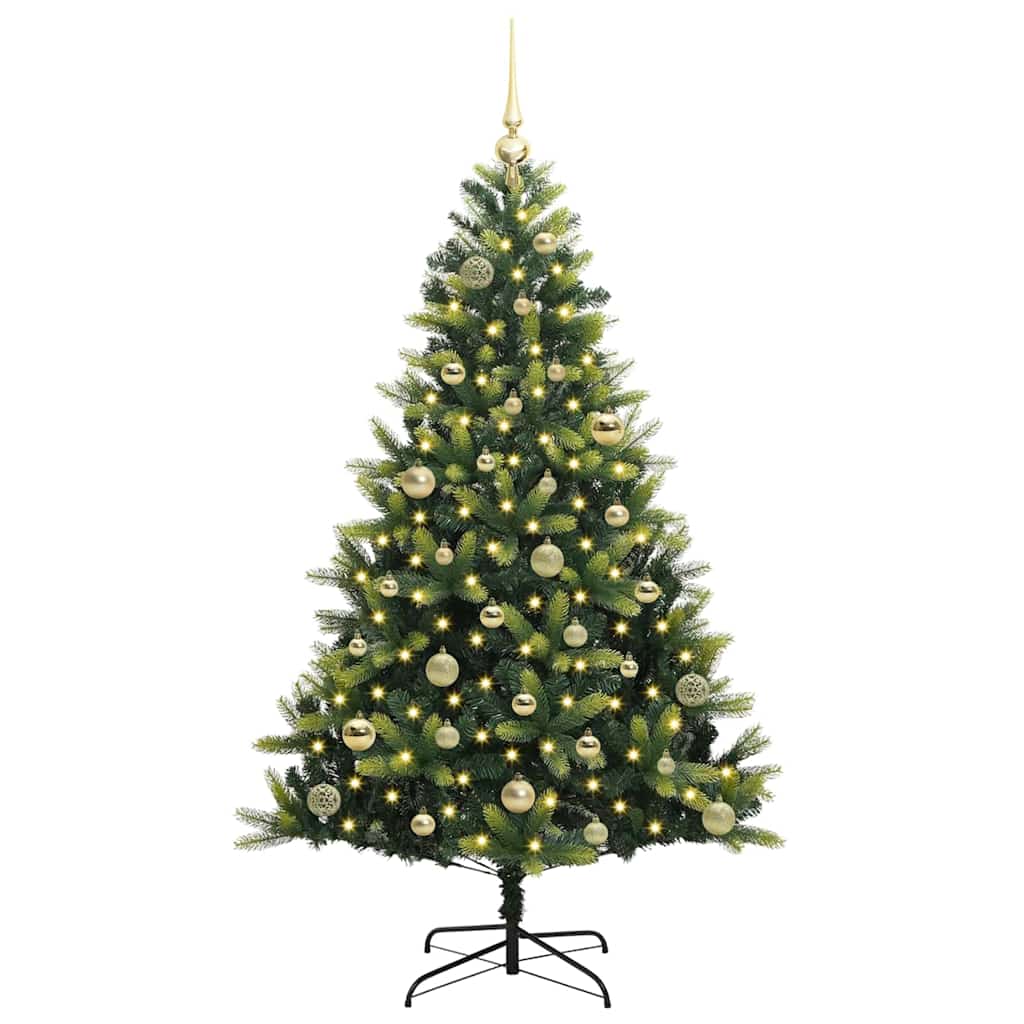 Konstgjort Fällbart Julträd 150 LEDs Grön 150 cm PVC och PE
