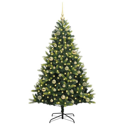 Konstgjort Fällbart Julträd 150 LEDs Grön 150 cm PVC och PE