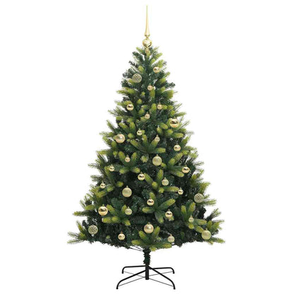 Konstgjort Fällbart Julträd 150 LEDs Grön 150 cm PVC och PE