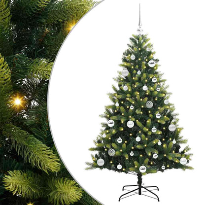 Konstgjort Fällbart Julträd 150 LEDs Grön 150 cm PVC och PE