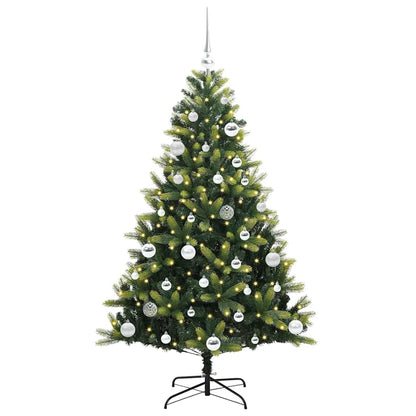 Konstgjort Fällbart Julträd 150 LEDs Grön 150 cm PVC och PE