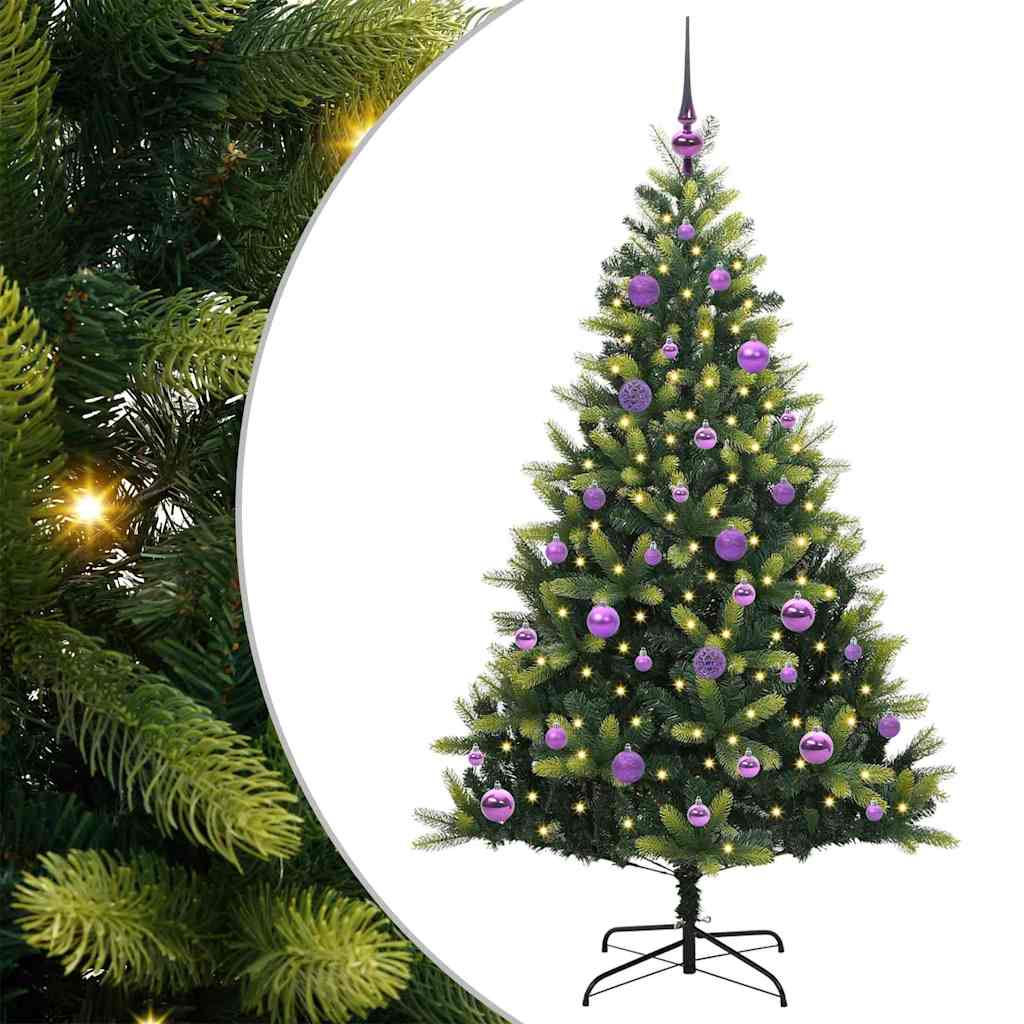 Konstgjort Fällbart Julträd 150 LEDs Grön 150 cm PVC och PE