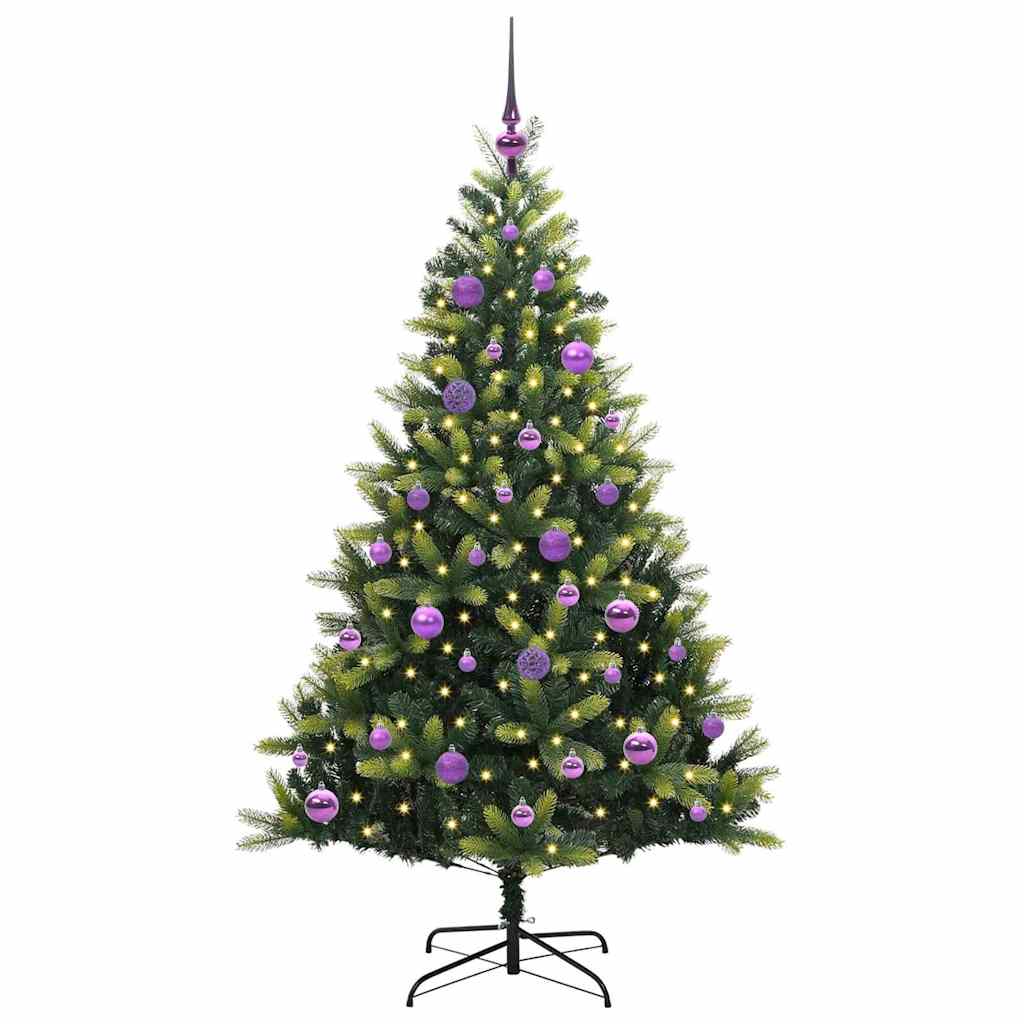 Konstgjort Fällbart Julträd 150 LEDs Grön 150 cm PVC och PE