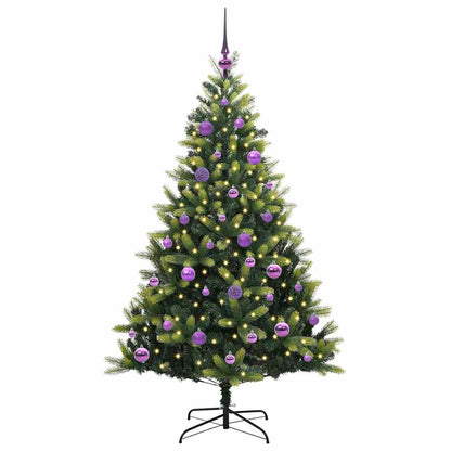 Konstgjort Fällbart Julträd 150 LEDs Grön 150 cm PVC och PE