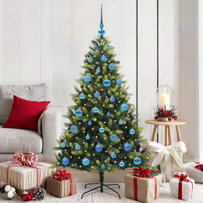 Konstgjort Fällbart Julträd 150 LEDs Grön 150 cm PVC och PE