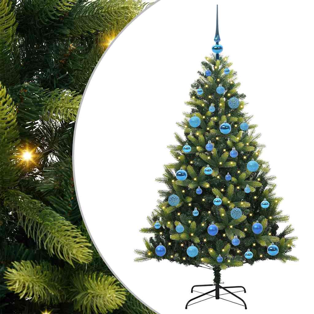 Konstgjort Fällbart Julträd 150 LEDs Grön 150 cm PVC och PE
