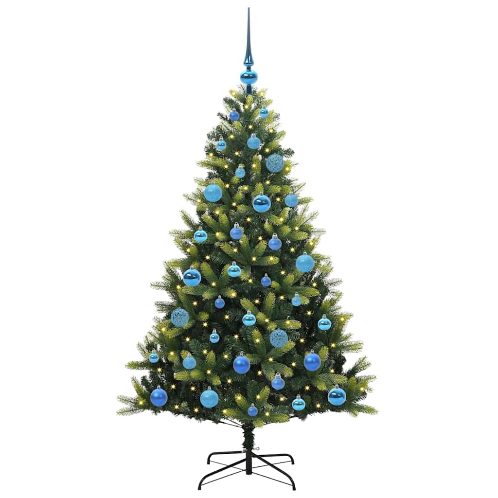 Konstgjort Fällbart Julträd 150 LEDs Grön 150 cm PVC och PE