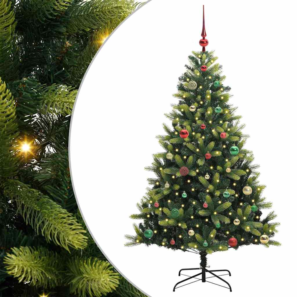 Konstgjort Fällbart Julträd 150 LEDs Grön 150 cm PVC och PE