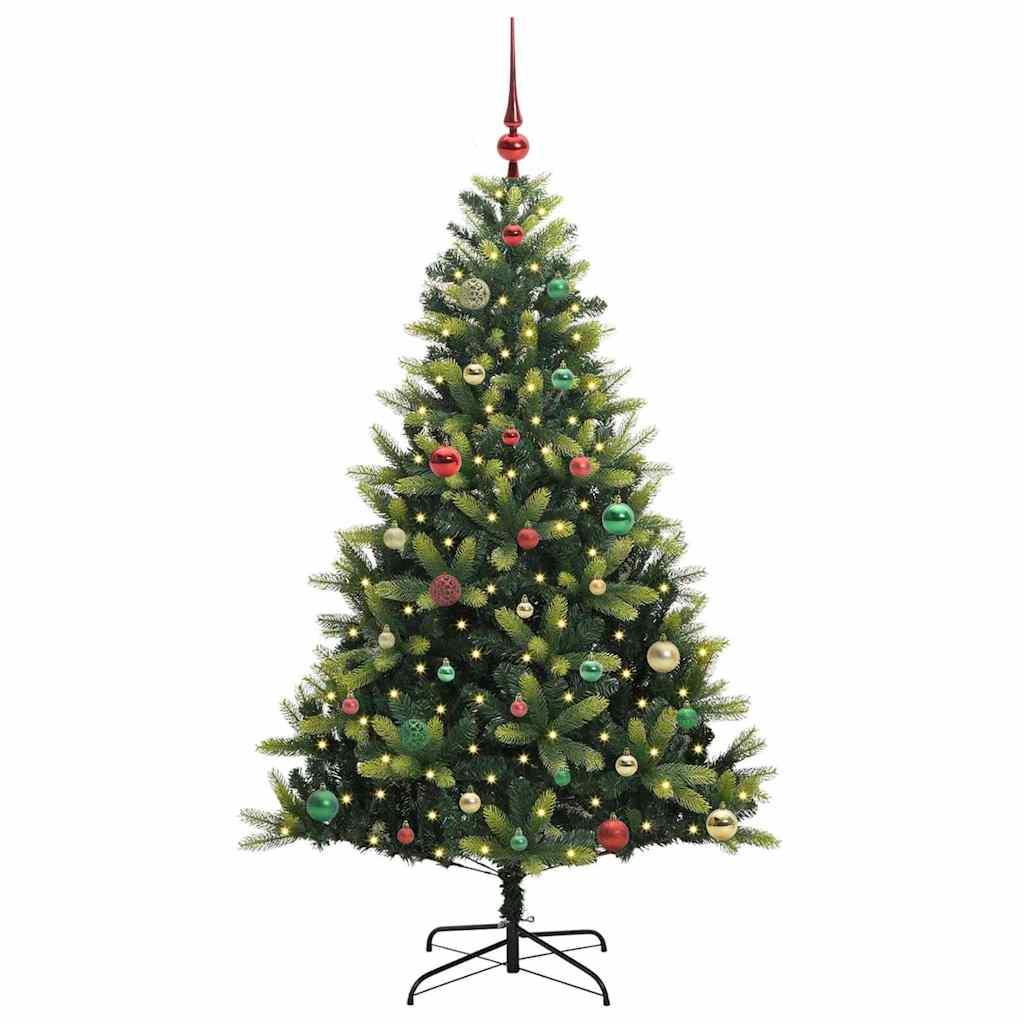 Konstgjort Fällbart Julträd 150 LEDs Grön 150 cm PVC och PE