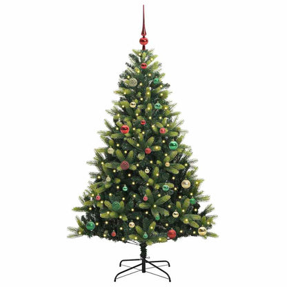 Konstgjort Fällbart Julträd 150 LEDs Grön 150 cm PVC och PE