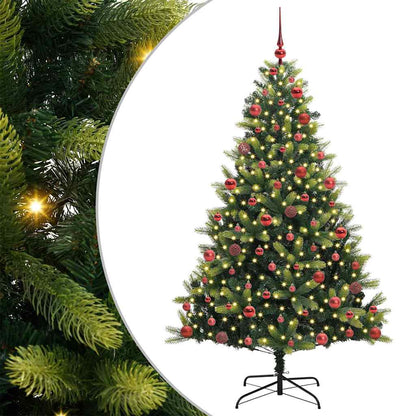 Konstigt hinged julgran 300 LEDs Grön 180 cm PVC och PE