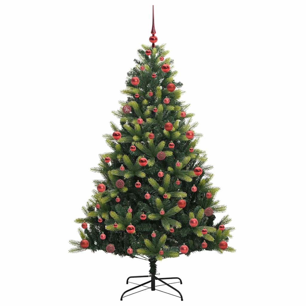 Konstigt hinged julgran 300 LEDs Grön 180 cm PVC och PE
