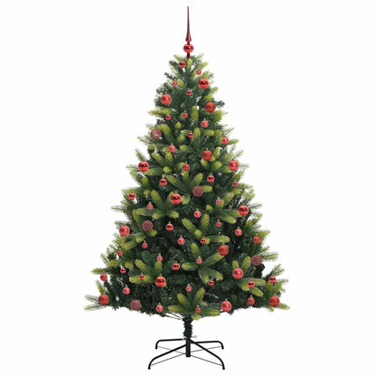 Konstigt hinged julgran 300 LEDs Grön 180 cm PVC och PE