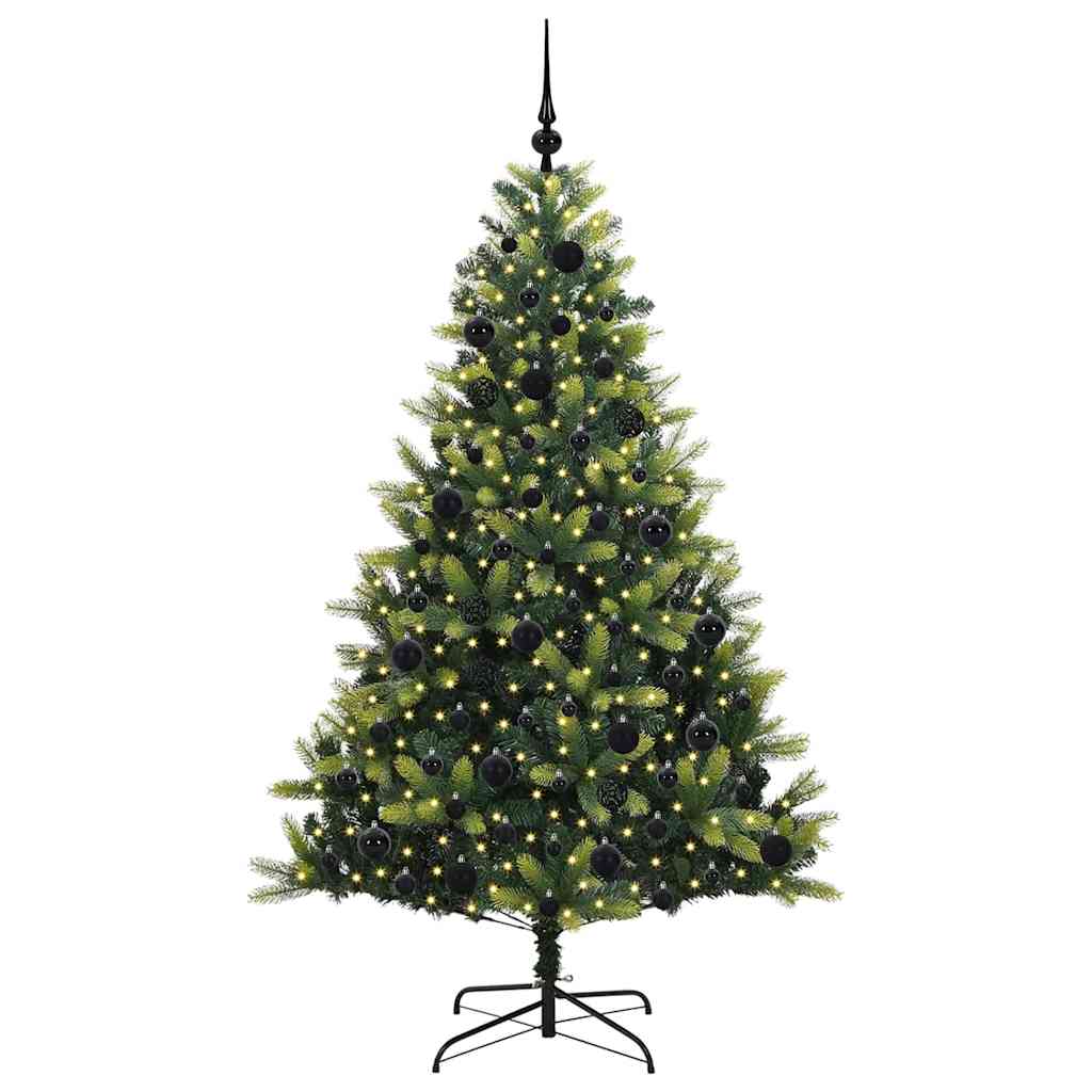 Konstigt hinged julgran 300 LEDs Grön 180 cm PVC och PE