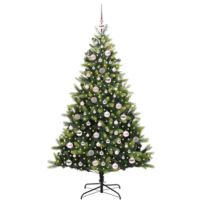 Konstigt hinged julgran 300 LEDs Grön 180 cm PVC och PE