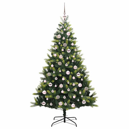 Konstigt hinged julgran 300 LEDs Grön 180 cm PVC och PE