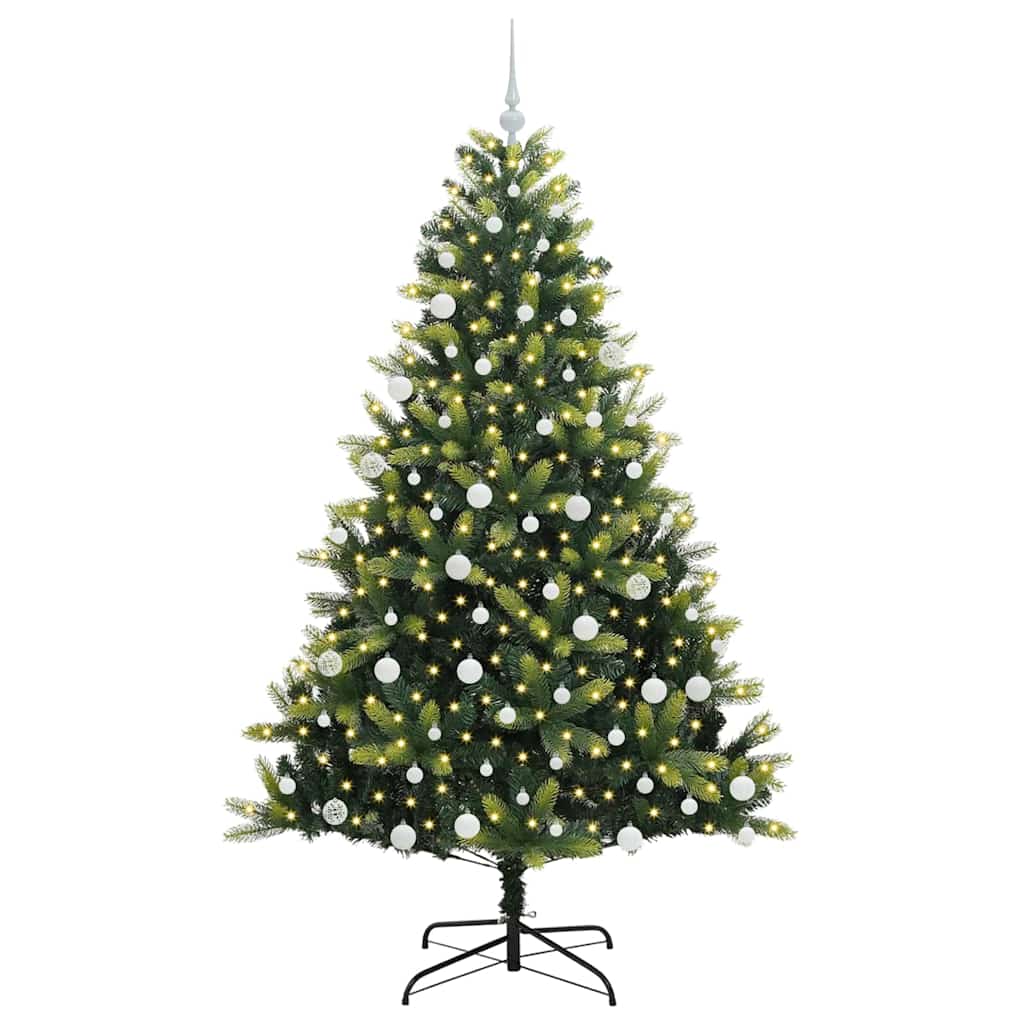 Konstigt hinged julgran 300 LEDs Grön 180 cm PVC och PE