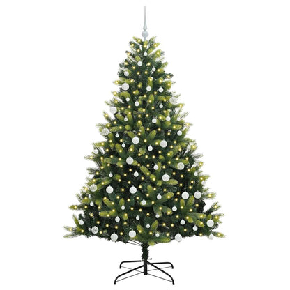 Konstigt hinged julgran 300 LEDs Grön 180 cm PVC och PE