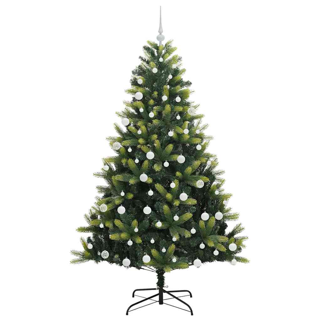 Konstigt hinged julgran 300 LEDs Grön 180 cm PVC och PE