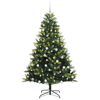 Konstigt hinged julgran 300 LEDs Grön 180 cm PVC och PE