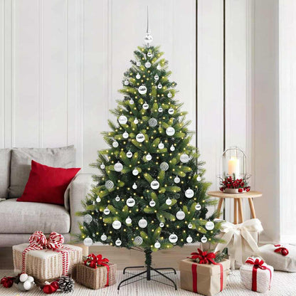 Konstigt hinged julgran 300 LEDs Grön 180 cm PVC och PE