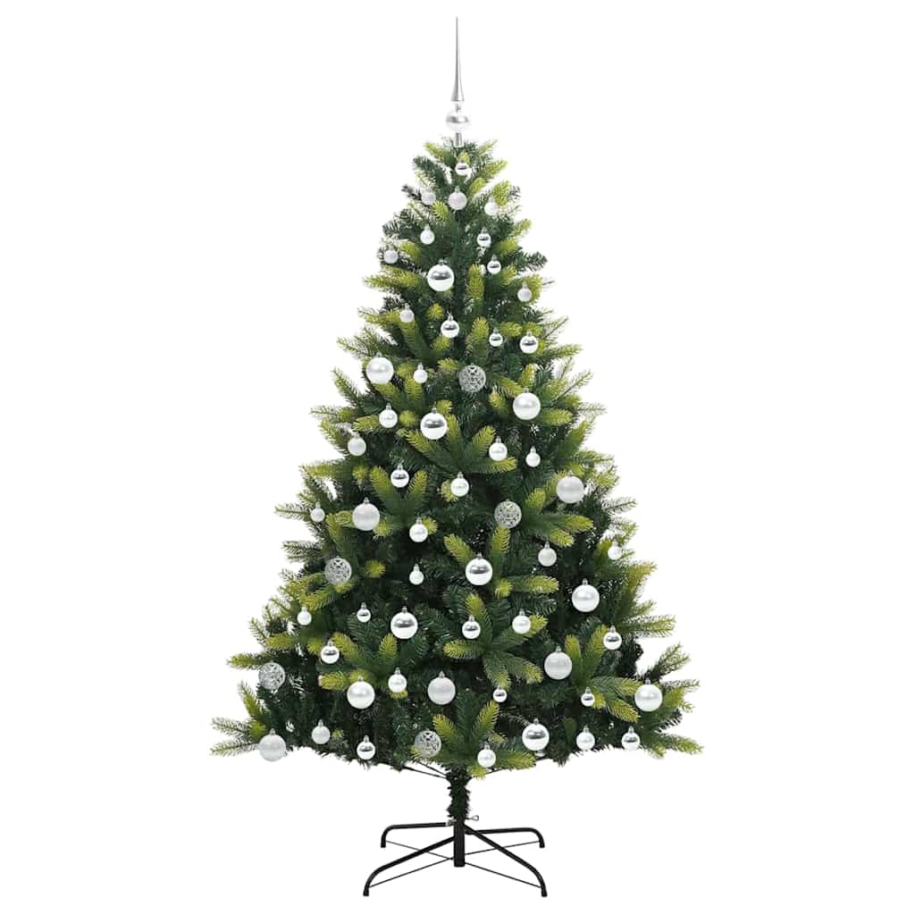 Konstigt hinged julgran 300 LEDs Grön 180 cm PVC och PE