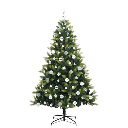 Konstigt hinged julgran 300 LEDs Grön 180 cm PVC och PE