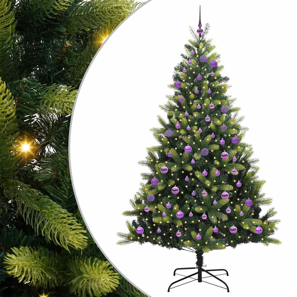 Konstigt hinged julgran 300 LEDs Grön 180 cm PVC och PE