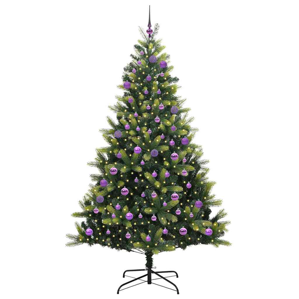 Konstigt hinged julgran 300 LEDs Grön 180 cm PVC och PE