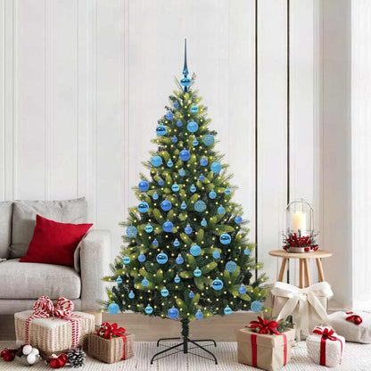 Konstigt hinged julgran 300 LEDs Grön 180 cm PVC och PE