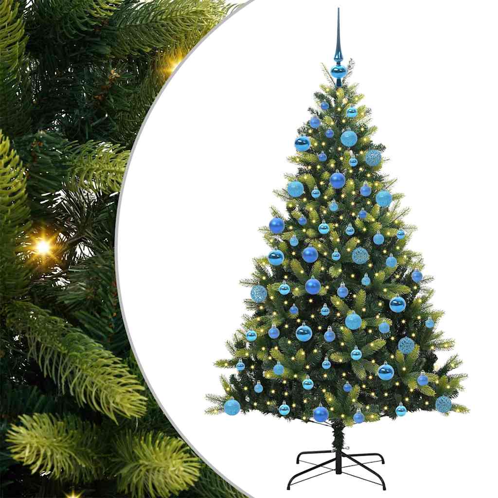 Konstigt hinged julgran 300 LEDs Grön 180 cm PVC och PE