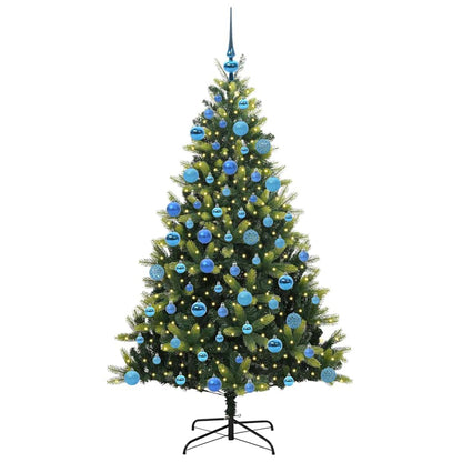 Konstigt hinged julgran 300 LEDs Grön 180 cm PVC och PE