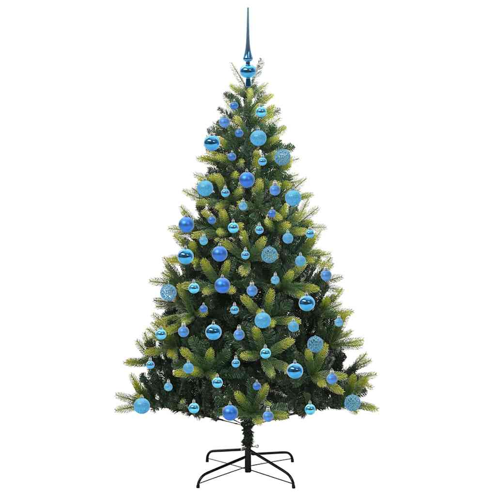 Konstigt hinged julgran 300 LEDs Grön 180 cm PVC och PE