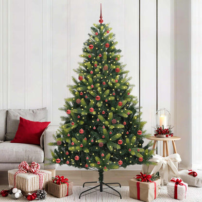Konstigt hinged julgran 300 LEDs Grön 210 cm PVC och PE